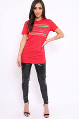 Red Girls Slogan T-shirt - Emlyn-Tops