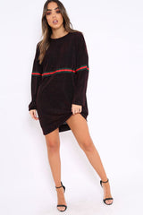 Red Glitter Stripe Jumper Dress - Finley-Dresses