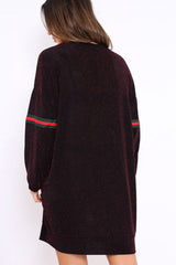 Red Glitter Stripe Jumper Dress - Finley-Dresses