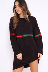 Red Glitter Stripe Jumper Dress - Finley-Dresses