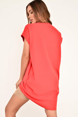 Red Gold Vogue Slogan Oversized T-shirt - Breah-Tops