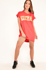 Red Gold Vogue Slogan Oversized T-shirt - Breah-Tops