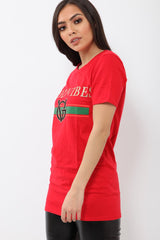 Red Good Vibes Slogan T-shirt - Tayla-Tops
