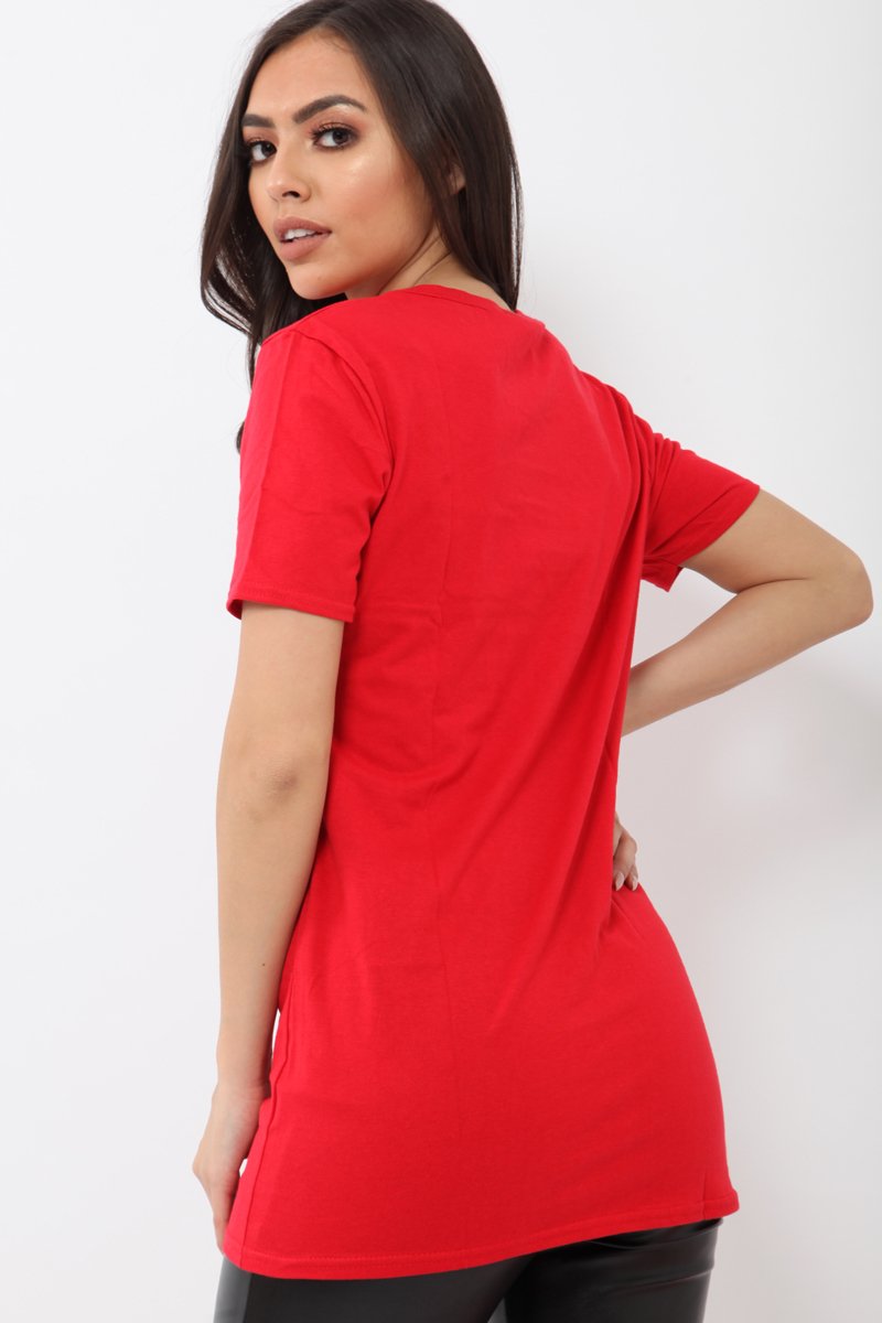 Red Good Vibes Slogan T-shirt - Tayla-Tops