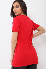 Red Good Vibes Slogan T-shirt - Tayla-Tops