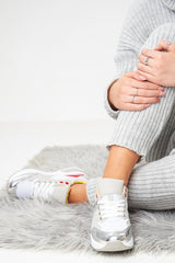 Red Grey Yellow Mesh Trainers - Skyy-Trainers