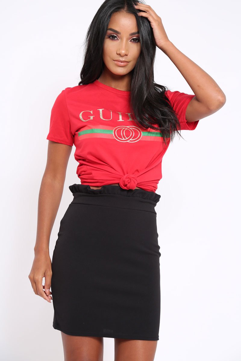 Red Guilty Slogan T-shirt - Ava-Tops