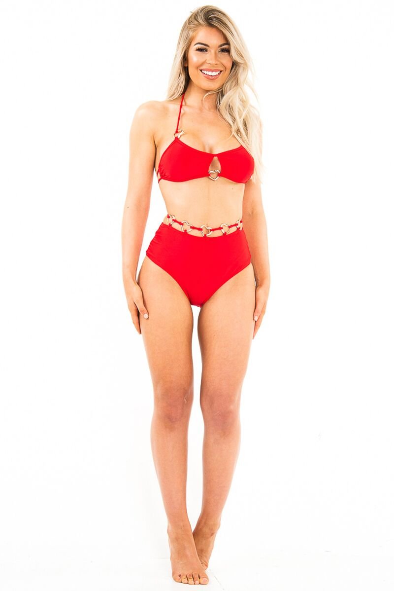 Red Heart Detail High Waist Bikini - Franki-Swimsuits