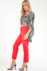 Red High Waist Mom Jeans - Harriett-Jeans