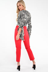 Red High Waist Mom Jeans - Harriett-Jeans