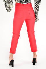 Red High Waist Mom Jeans - Harriett-Jeans