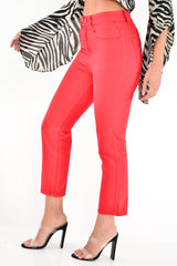 Red High Waist Mom Jeans - Harriett-Jeans