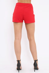 Red High Waisted Shorts - Alicina-Shorts
