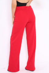 Red High Waisted Wide Leg Trousers - Maise-Trousers