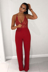 Red High Waisted Wide Leg Trousers - Maise-Trousers