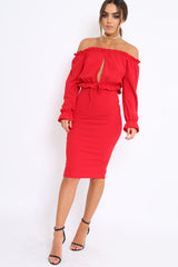 Red Key Hole Bust Crop Top - Caitie-Crop Tops