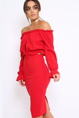 Red Key Hole Bust Crop Top - Caitie-Crop Tops