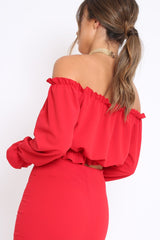Red Key Hole Bust Crop Top - Caitie-Crop Tops