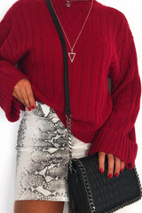 Red Knit High Neck Jumper - Jaelynn-Jumper