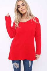 Red Knitted Jumper with Bow Back - Oliviah-Jumper