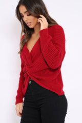 Red Knot Back Knit Jumper - Kerri-Jumper