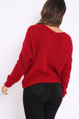 Red Knot Back Knit Jumper - Kerri-Jumper