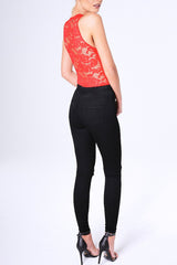 Red Lace Bodysuit - Aubrey-Bodysuits