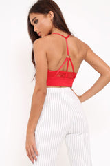 Red Lace Harness Bralet - Saskia-Tops