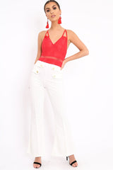 Red Lace Open Back Bodysuit - Naomie-Bodysuits