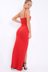 Red Lace Up Front Front Dress - Kailani-Dresses