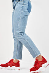 Red Lace Up Glitter Mesh Trainers - Tasmina-Trainers
