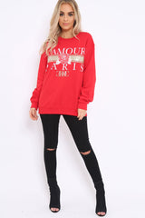Red L'amour Paris Slogan Sweatshirt - Lucy-Sweatshirts