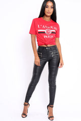 Red L'amour Paris Slogan T-shirt - Juli-Tops