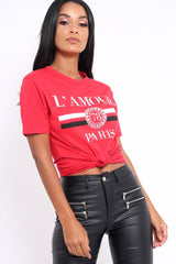 Red L'amour Paris Slogan T-shirt - Juli-Tops