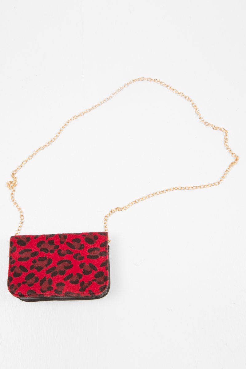 Red Leopard Faux Pony Hair Belt Bag - Melva-Bags