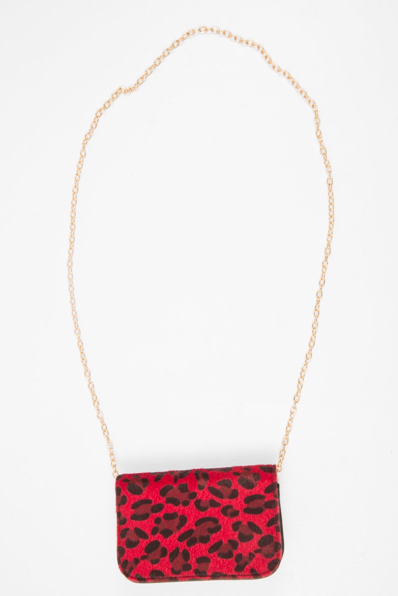Red Leopard Faux Pony Hair Belt Bag - Melva-Bags