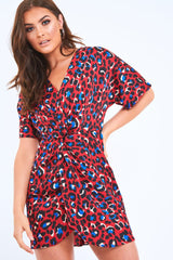 Red Leopard Knot Front Dress - Edaline-Dresses