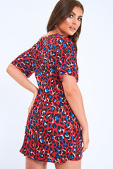 Red Leopard Knot Front Dress - Edaline-Dresses
