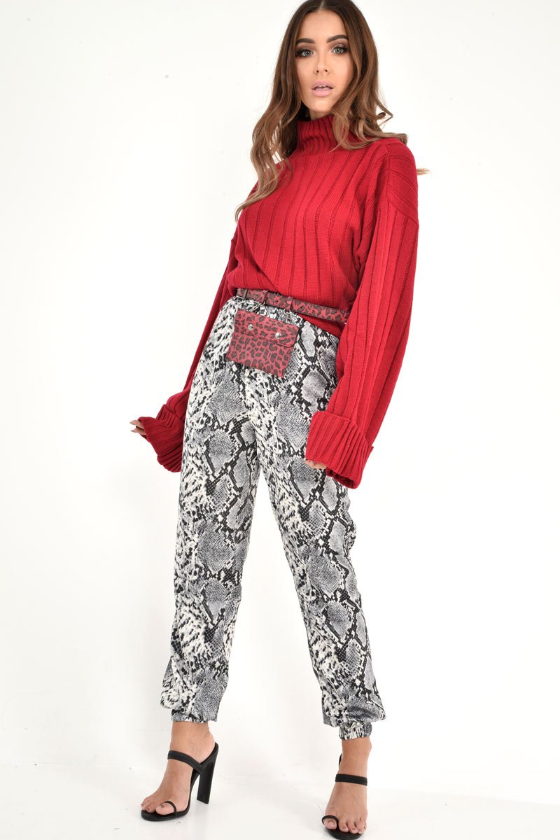 Red Leopard PU Envelope Bum Bag - Gabriana-Bags