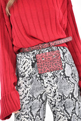 Red Leopard PU Envelope Bum Bag - Gabriana-Bags