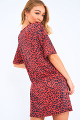 Red Leopard Print Oversized Shift Dress - Dayle-Dresses