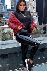 Red Leopard Print Puffer Coat - Shona-Coats