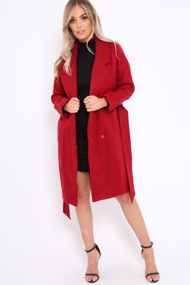 Red Long Duster Coat - Nina-Coats