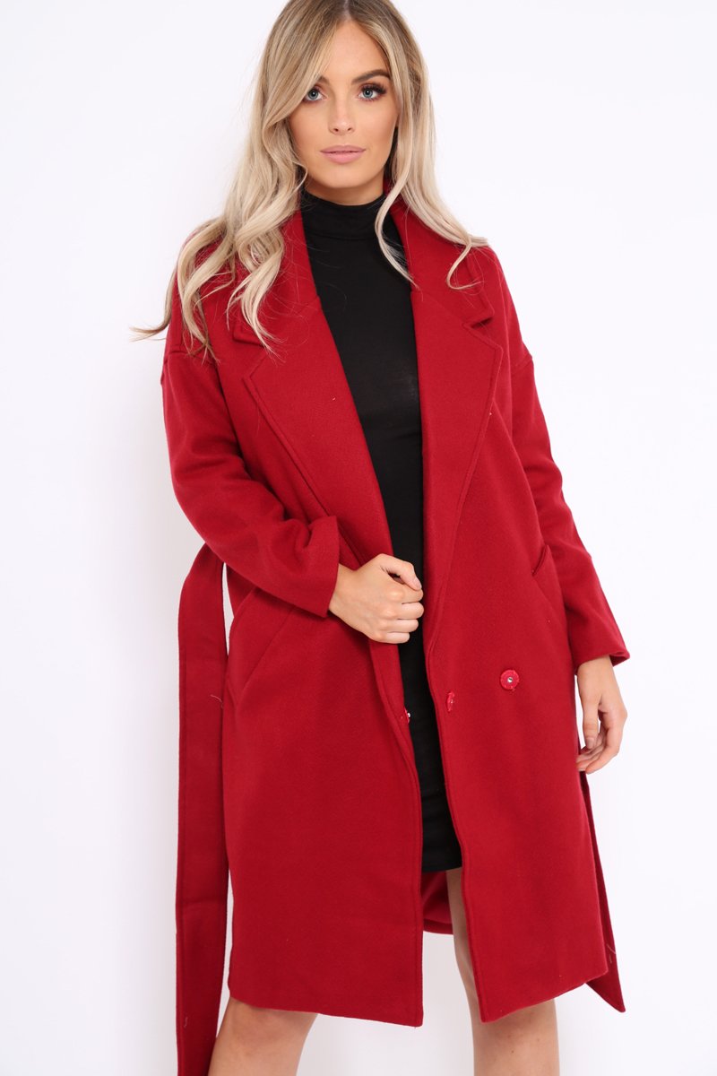 Red Long Duster Coat - Nina-Coats