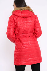 Red Longline Puffer Jacket - Alexandra-Coats