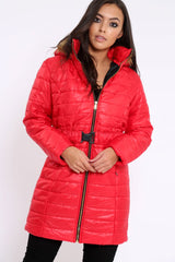 Red Longline Puffer Jacket - Alexandra-Coats