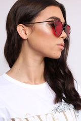 Red Metal Frame Aviator Sunglasses - Nell-Sunglasses