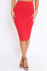 Red Midi Bodycon Skirt - Tiffy-Skirts