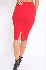 Red Midi Bodycon Skirt - Tiffy-Skirts