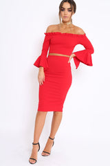 Red Midi Bodycon Skirt - Tiffy-Skirts